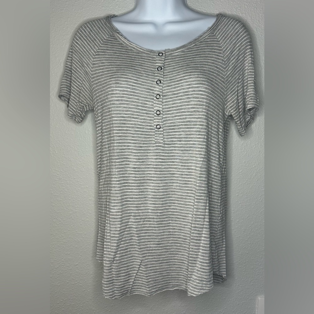 American Eagle Women’s Gray & White Striped Soft & Sexy Short Sleeve Top Size XS